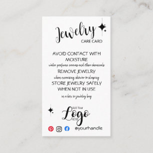 HINZUFÜGEN SIE IHRE LOGO Schmuck CARE CARDS kleine Visitenkarte