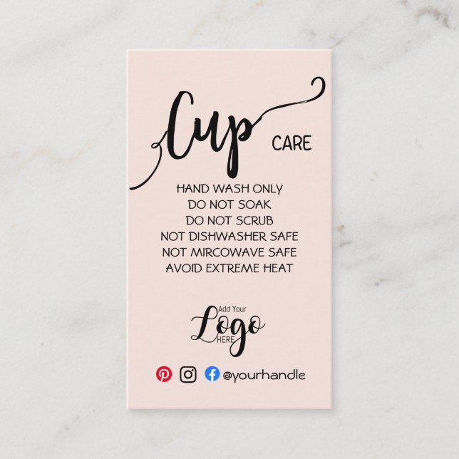 HINZUFÜGEN SIE IHREN LOGO-Cup CARE Vinyl business  Visitenkarte (Vorderseite)