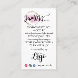 HINZUFÜGEN SIE IHREN LOGO Schmuck CARE CARDS klei Visitenkarte