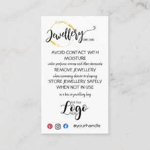 HINZUFÜGEN SIE IHREN LOGO Schmuck CARE CARDS klei Visitenkarte