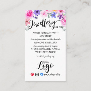 HINZUFÜGEN SIE IHREN LOGO Schmuck CARE CARDS klei Visitenkarte