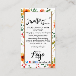 HINZUFÜGEN SIE IHREN LOGO Schmuck CARE CARDS klei Visitenkarte