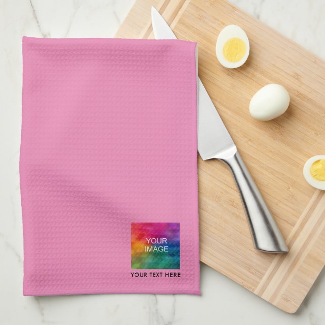 Hinzufügen von Bild- oder Logo-Text Elegante rosa  Geschirrtuch (Viertel Falte)
