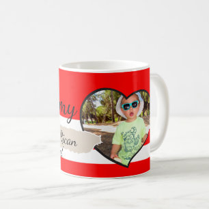Hinzufügen von Bild- und Textroten Streifen und Pu Kaffeetasse