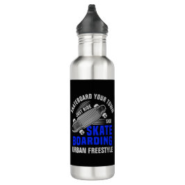 Hinzufügen von City Name Text Skateboard Urban Fre Edelstahlflasche