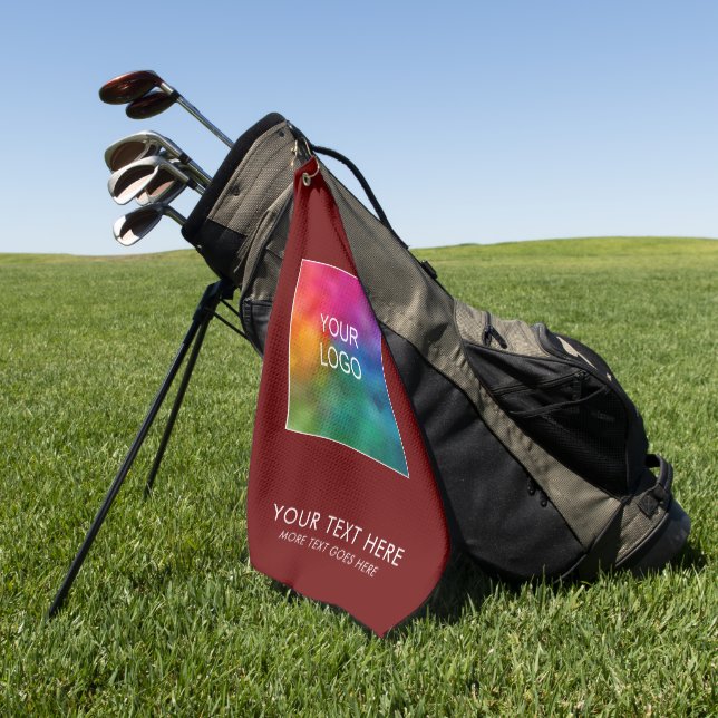 Hinzufügen von dunkelroten Text zum Logo von Unter Golfhandtuch (Gras)