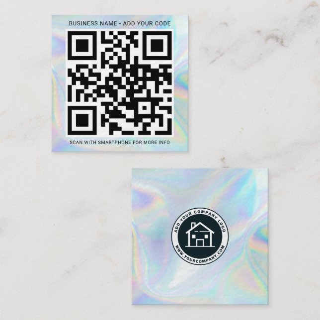 Hinzufügen von Firmenlogos und QR-Code DIY Hologra Quadratische Visitenkarte (Vorne/Hinten)
