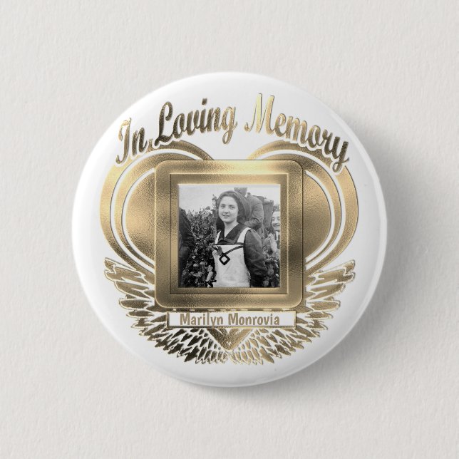 Hinzufügen von Foto Custom Memorial Heart Gold Button (Vorderseite)