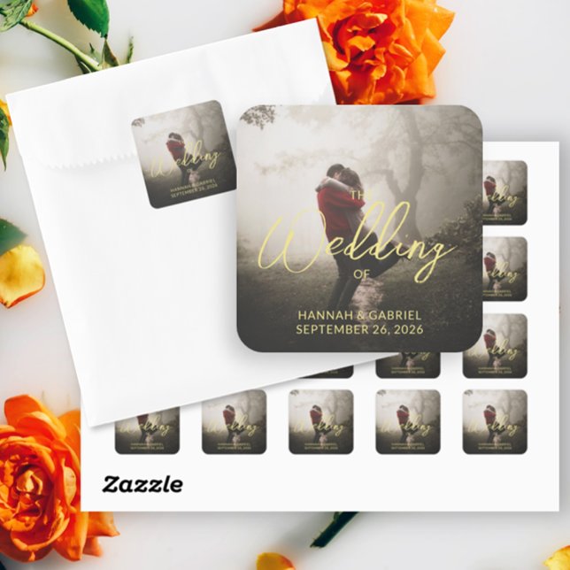 Hinzufügen von Foto Custom Wedding Quadratischer Aufkleber (Add Photo Custom Wedding Stickers)