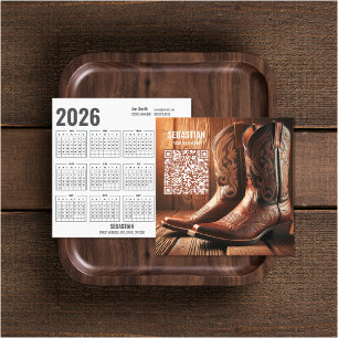 Hinzufügen von Foto Western 2026 Kalender-Visitenk Quadratische Visitenkarte