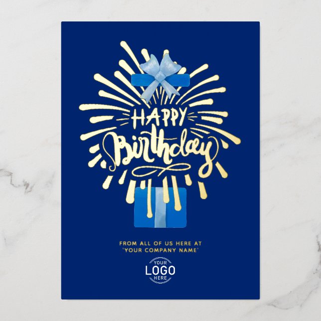 Hinzufügen von Logo Blue Geschenkboxen Fireworks B Folieneinladung (Vorderseite)