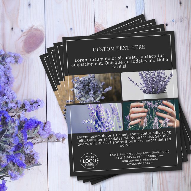 Hinzufügen von Logo-Foto Raster Collage Black Prom Flyer (Add Logo Photo Grid Collage Black Promo Flyer)