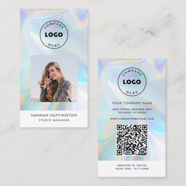 Hinzufügen von Logo-Holografischer QR-Code Mitarbe Visitenkarte (Vorne/Hinten)
