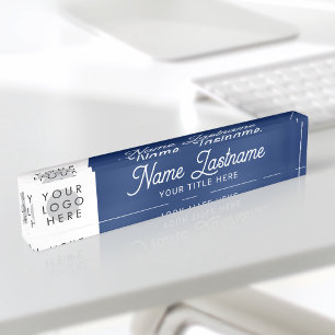 Hinzufügen von Logo-Script-Kalligrafie Titel Navy Namensplakette