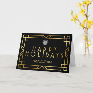 Hinzufügen von Logos Art Deco Gold Business Happy Karte