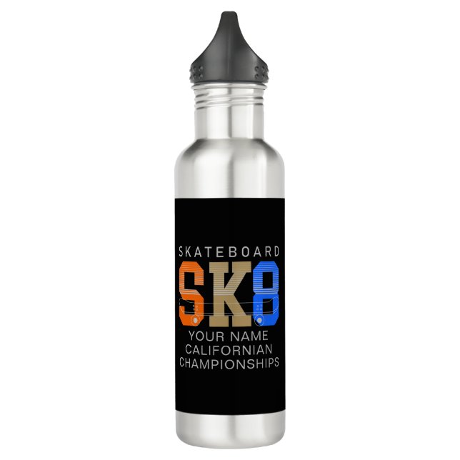 Hinzufügen von Namen ändern Text SK8 Skateboard-Me Edelstahlflasche (Links)