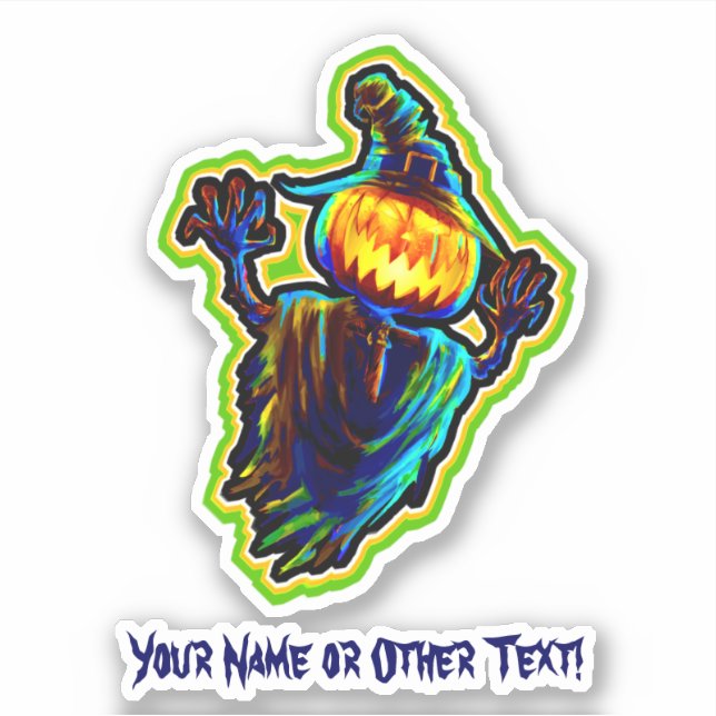 Hinzufügen von Namen Flying Pumpkin Ghost Hexenhut Aufkleber (Vorderseite)