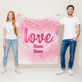 Hinzufügen von Namen LIEBE Word Cloud Pink Valenti Fleecedecke