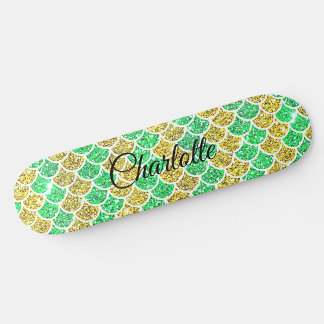 Hinzufügen von Namen oder Text Green Gold Mermaid- Skateboard