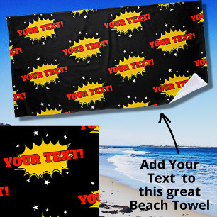 Hinzufügen von Namen oder Text Red Yellow Pop Art Strandtuch