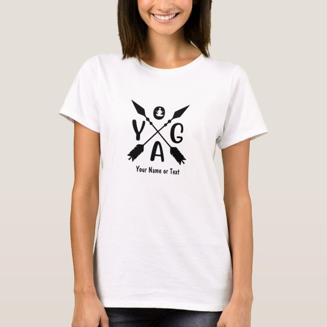 Hinzufügen von Namen oder Text-Yoga-Boho-Pfeilern  T-Shirt (Vorderseite)