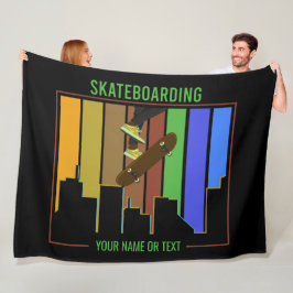 Hinzufügen von Namen Text Skateboarding auf urbane Fleecedecke