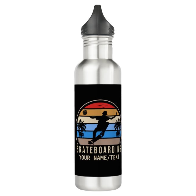 Hinzufügen von Namen Text Skateboarding Retro-Vint Edelstahlflasche (Links)