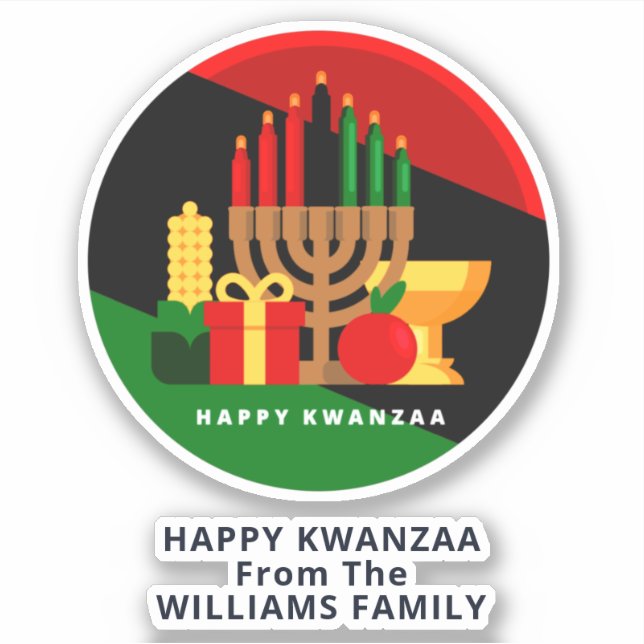 Hinzufügen von Namenstext, Kwanzaa Candles Geschen Aufkleber (Vorderseite)