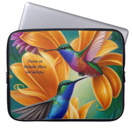 Hinzufügen von Namenstext, Vögel in Orangenblüten  Laptopschutzhülle