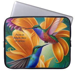 Hinzufügen von Namenstext, Vögel in Orangenblüten  Laptopschutzhülle