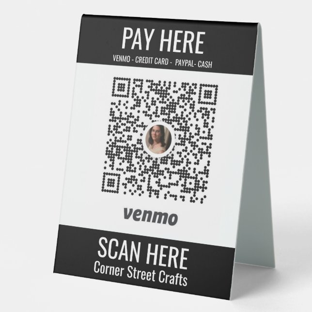 Hinzufügen von QR-Code-Messestand Anzeige Venmo Tischaufsteller (Vorderseite)