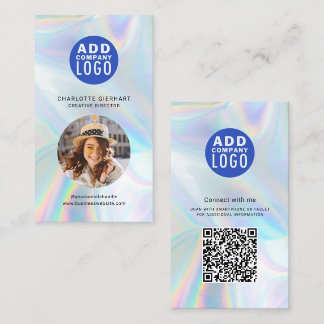 Hinzufügen von QR-Logo-QR-Code Firmenmitarbeiter-F Visitenkarte (Vorne/Hinten)