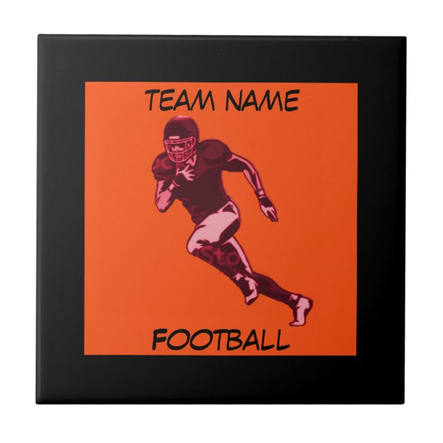 HINZUFÜGEN VON TEAM NAME ORANGE & BLACK-FOOTBALL FLIESE (Vorderseite)