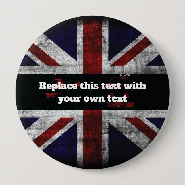 Hinzufügen von Text auf englischer Flagge Throw-Ki Button (Vorderseite)