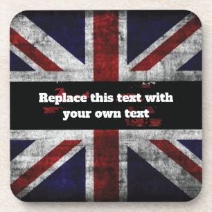 Hinzufügen von Text auf englischer Flagge Throw-Ki Getränkeuntersetzer