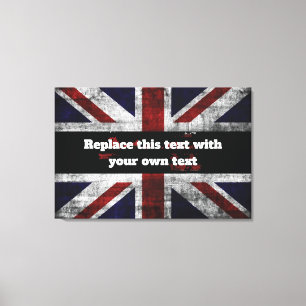 Hinzufügen von Text auf englischer Flagge Throw-Ki Leinwanddruck