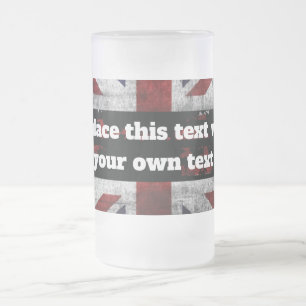 Hinzufügen von Text auf englischer Flagge Throw-Ki Mattglas Bierglas