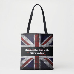 Hinzufügen von Text auf englischer Flagge Throw-Ki Tasche