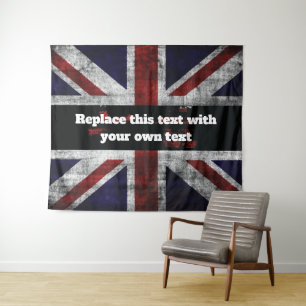 Hinzufügen von Text auf englischer Flagge Throw-Ki Wandteppich