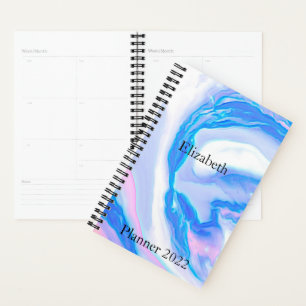Hinzufügen von Text Blau, Weiß und Rosa Marmorplan Planer