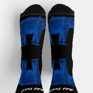 Hinzufügen von Text Blue Color Elephant-Image-Crew Socken