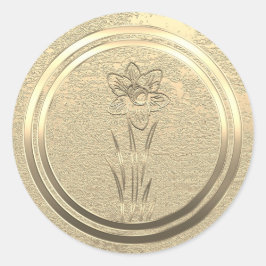 Hinzufügen von Text-Gold-Daffodil-März Runder Aufkleber