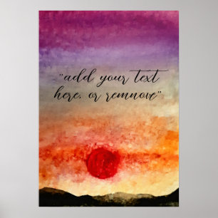 Hinzufügen von Text Wasserfarbe Sonnenuntergänge B Poster