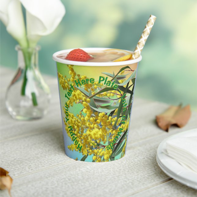 Hinzufügen von Text-Wattle & Gum-Blätter Aussie Pappbecher (In Situ)