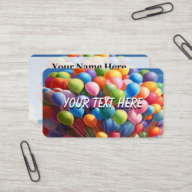 Hinzufügen von Text zu Balloons Visitenkarte (Vorderseite/Rückseite Beispiel)