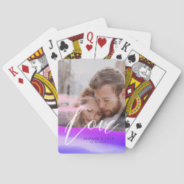 Hinzufügen von zwei Fotos Liebe Quote Holography O Spielkarten