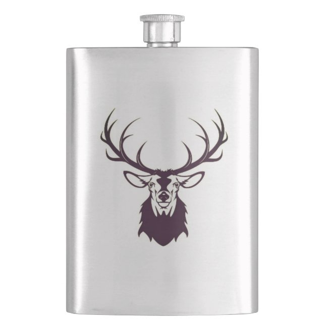 Hip flask with deer / Flachmann mit Hirsch (Vorderseite)