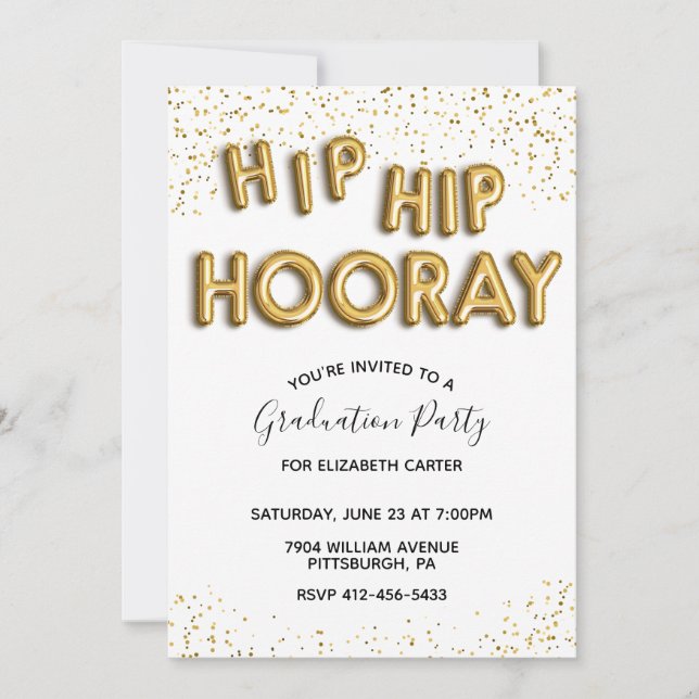 Hip Hip Hooray Graduation Party invitation (Devant)