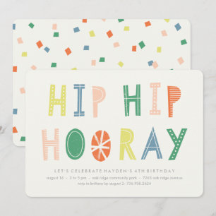 Hip Hip Hooray Invitation Anniversaire - Cobalt