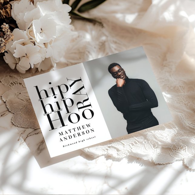 Hip hip hourra photo graduation fête invitation (Créateur téléchargé)